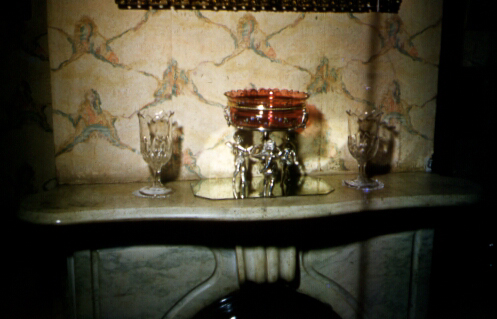 Cranberry Dish - Dining Room Mantle
