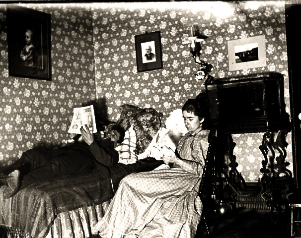 Herbert Stone Redhead, Jenny Squire Redhead, sitting room outside their bedroom - notice the aquarium